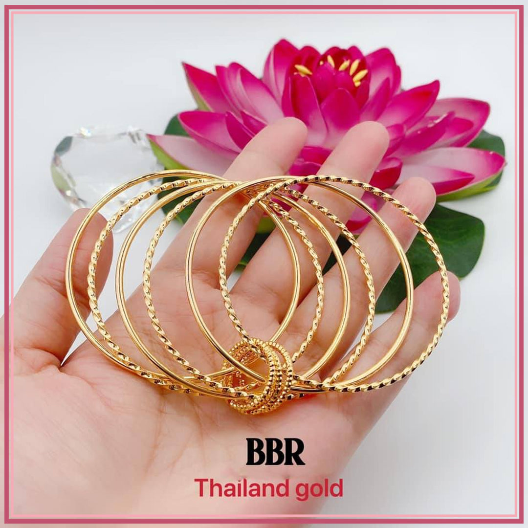 6-Piece Thailand Gold Bangle Bracelet StyleMoto 