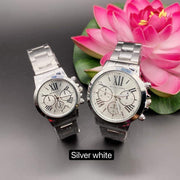 MK0021 Casual Couple Watch (For Him & Her) StyleMoto Silver White 