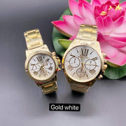 MK0021 Casual Couple Watch (For Him & Her) StyleMoto Gold White 