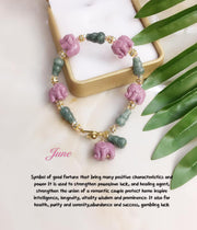 Lucky Charm Authentic Jade & Powder Collar Elephant Bracelet StyleMoto June 