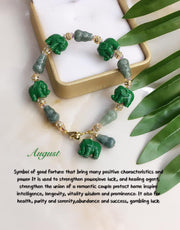 Lucky Charm Authentic Jade & Powder Collar Elephant Bracelet StyleMoto August 