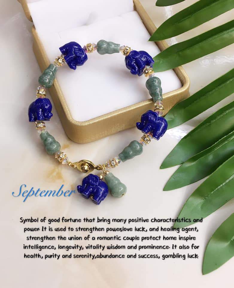 Lucky Charm Authentic Jade & Powder Collar Elephant Bracelet StyleMoto September 
