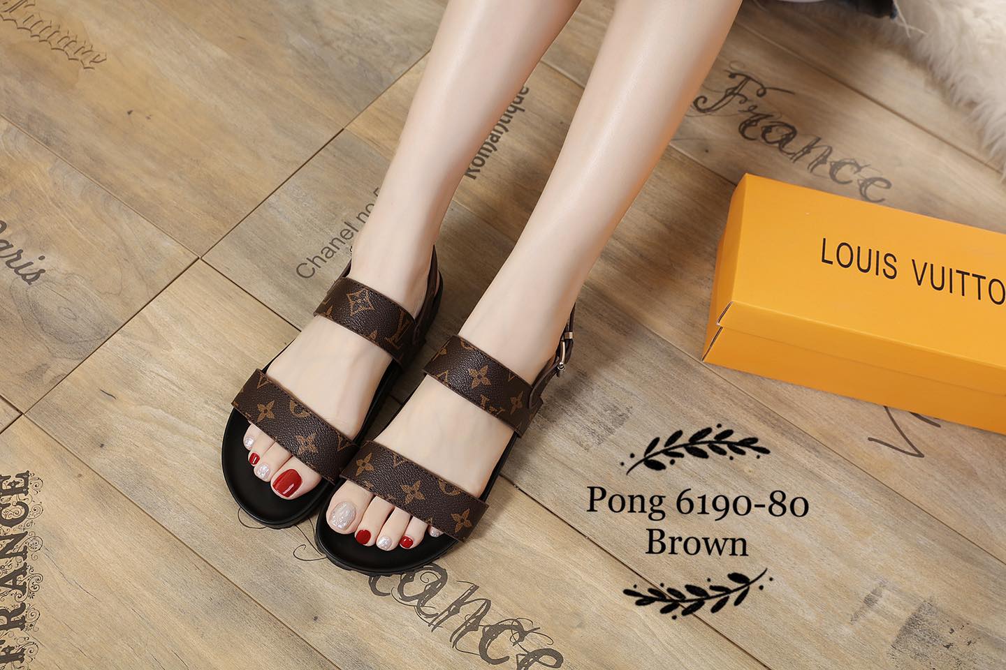 LV6190-80 Mono Brown Flat Sandals StyleMoto 