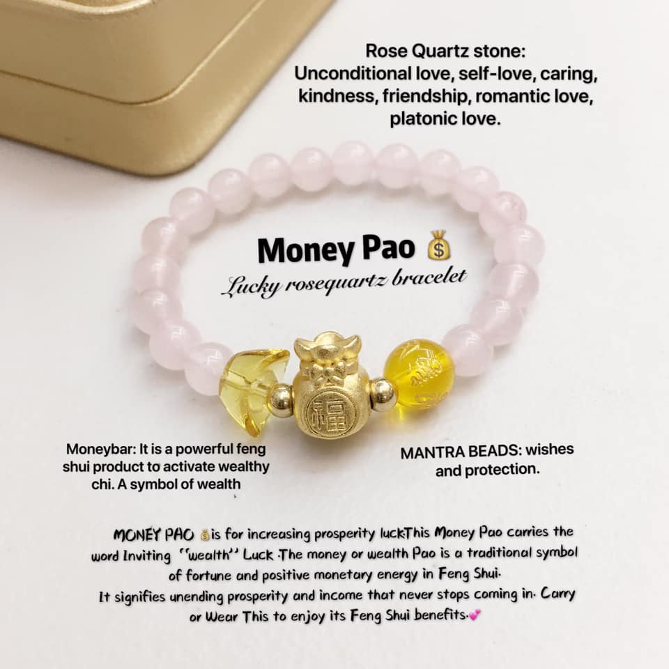 Lucky Money PAO Gemstone Bracelet StyleMoto Rose Quartz 