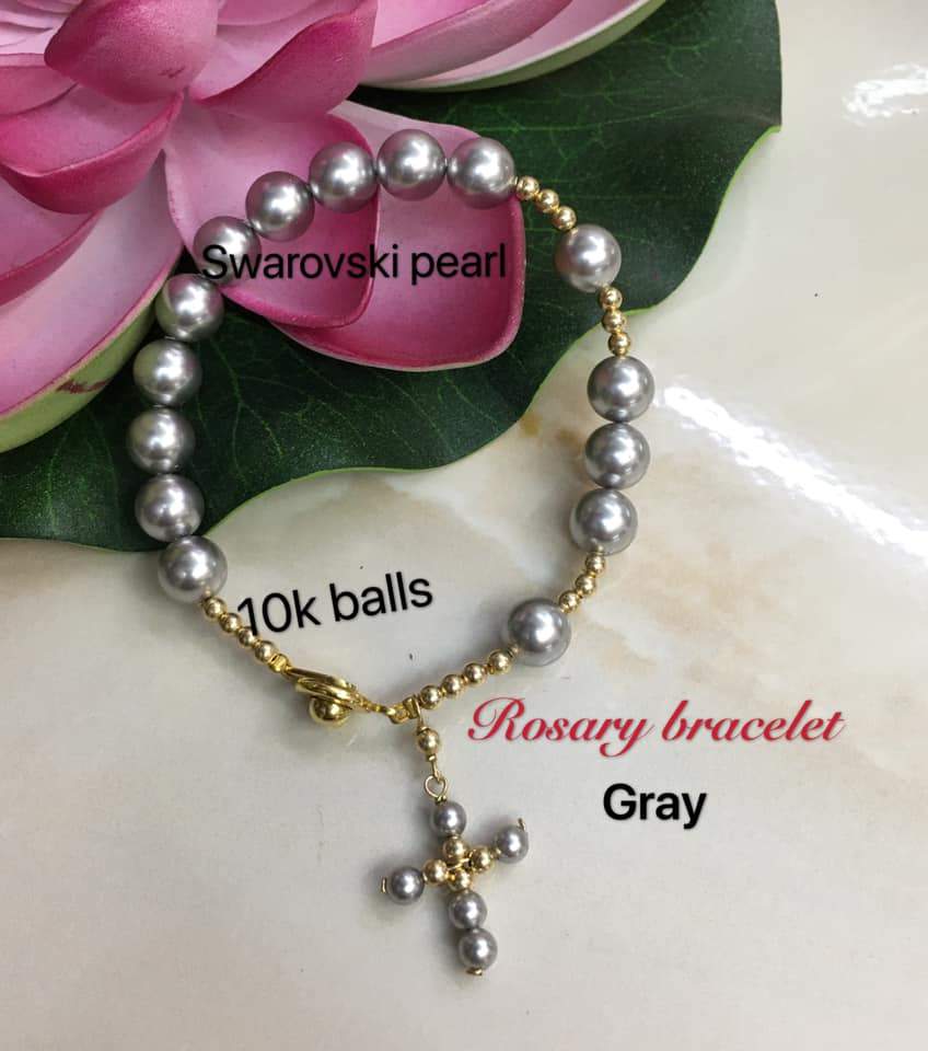 Pearl Rosary Bracelet StyleMoto Gray 