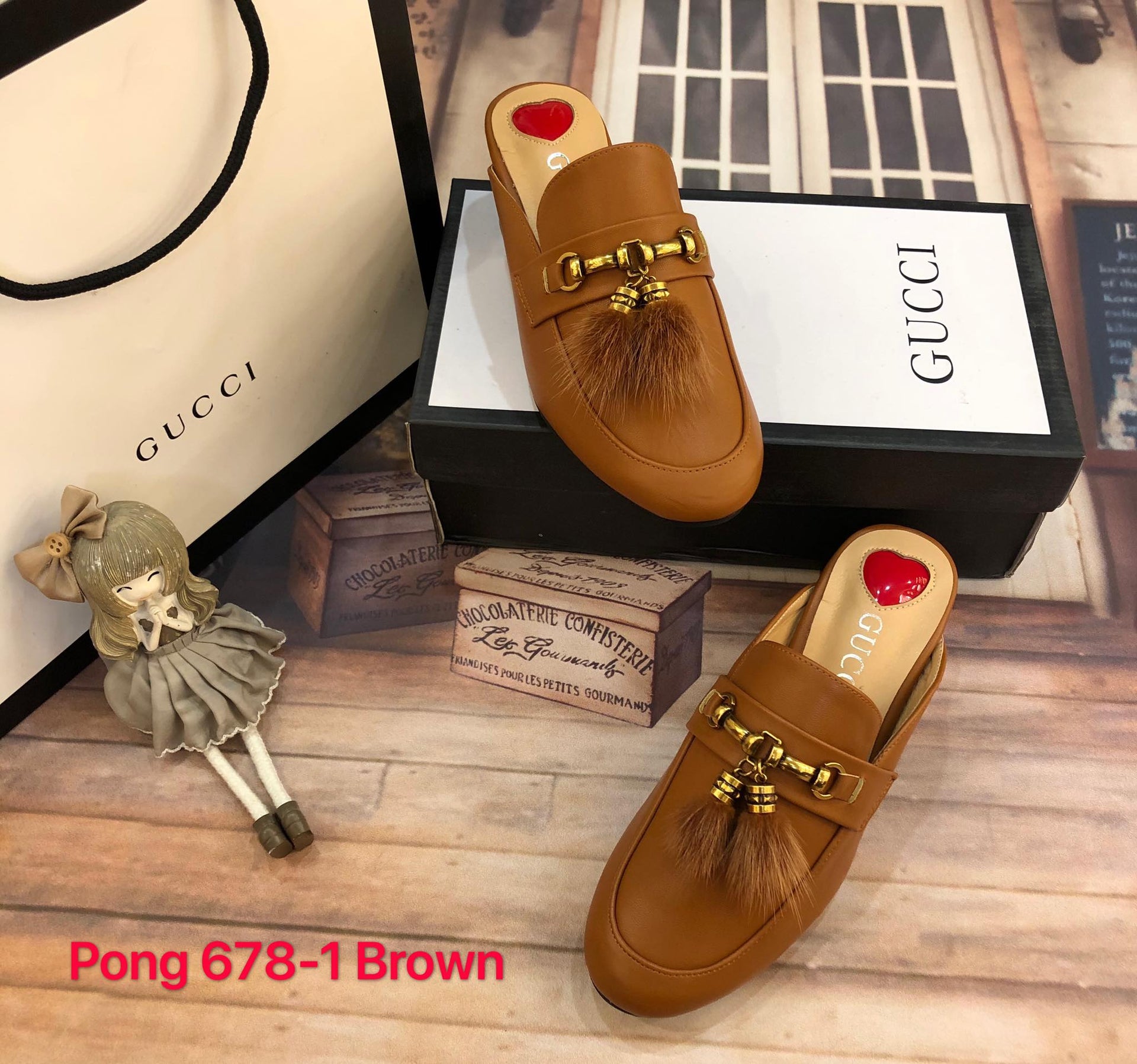 GG678-1 1.5 in. Heels Stylish Half Shoes StyleMoto Brown 35 