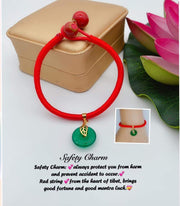 Safety Charm Tibetan Red String Jade Bracelet StyleMoto Green 