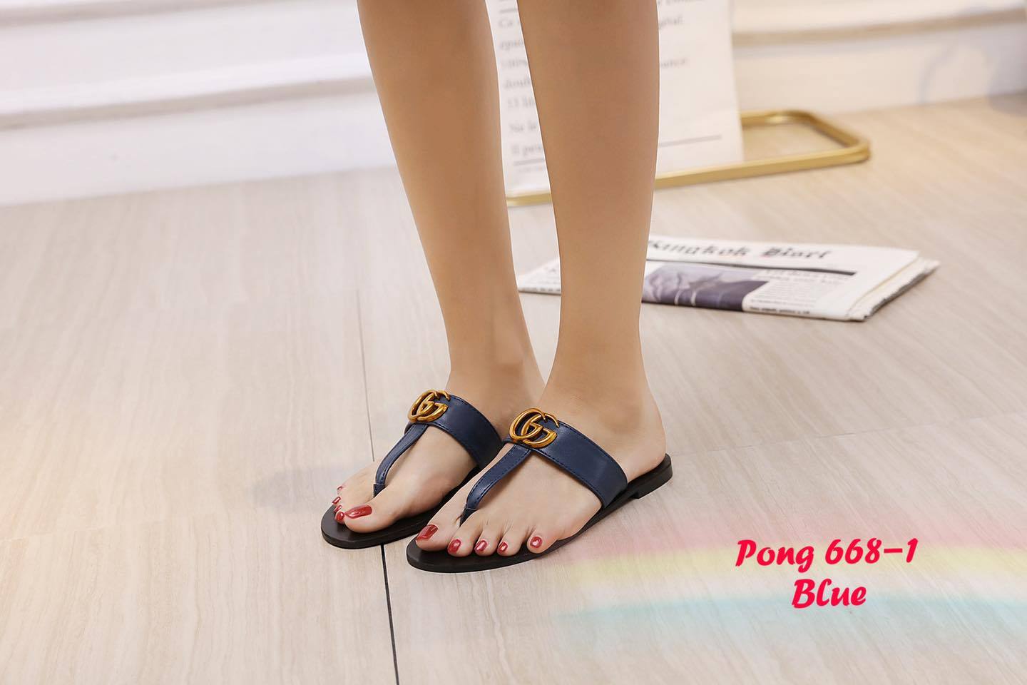 GG668-1 Double G Leather Thong Sandals Shoes StyleMoto 